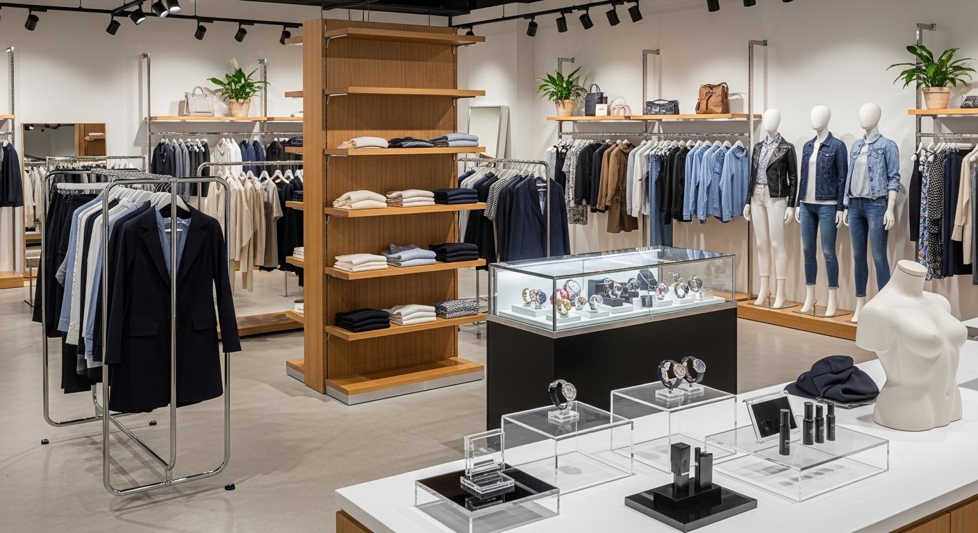 display fixtures Close-up of a high-quality surface finish on a display stand