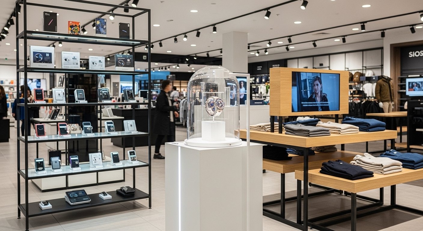 luxury retail display fixtures in a high-end store