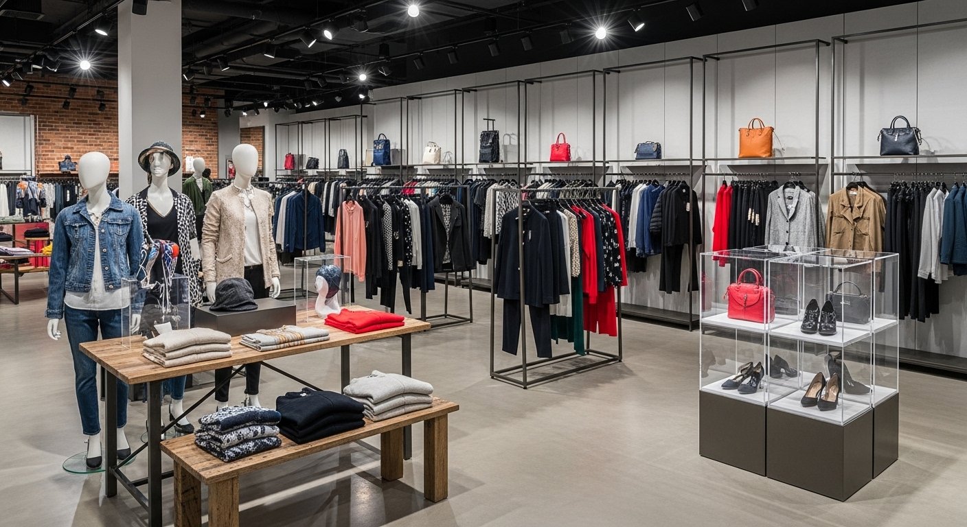 Modular and bespoke fixtures in a retail path