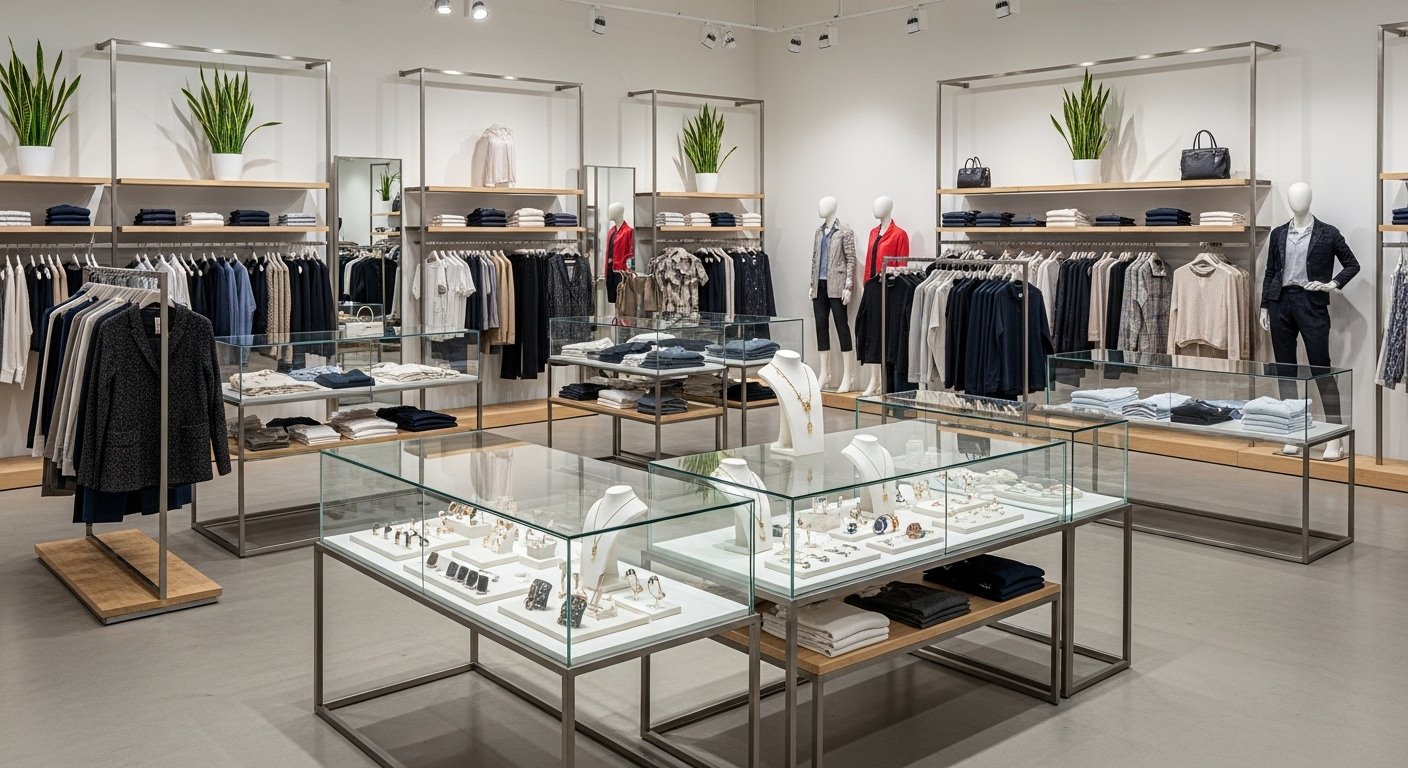 Quality check on display fixtures Worker checking the quality of a display shelf