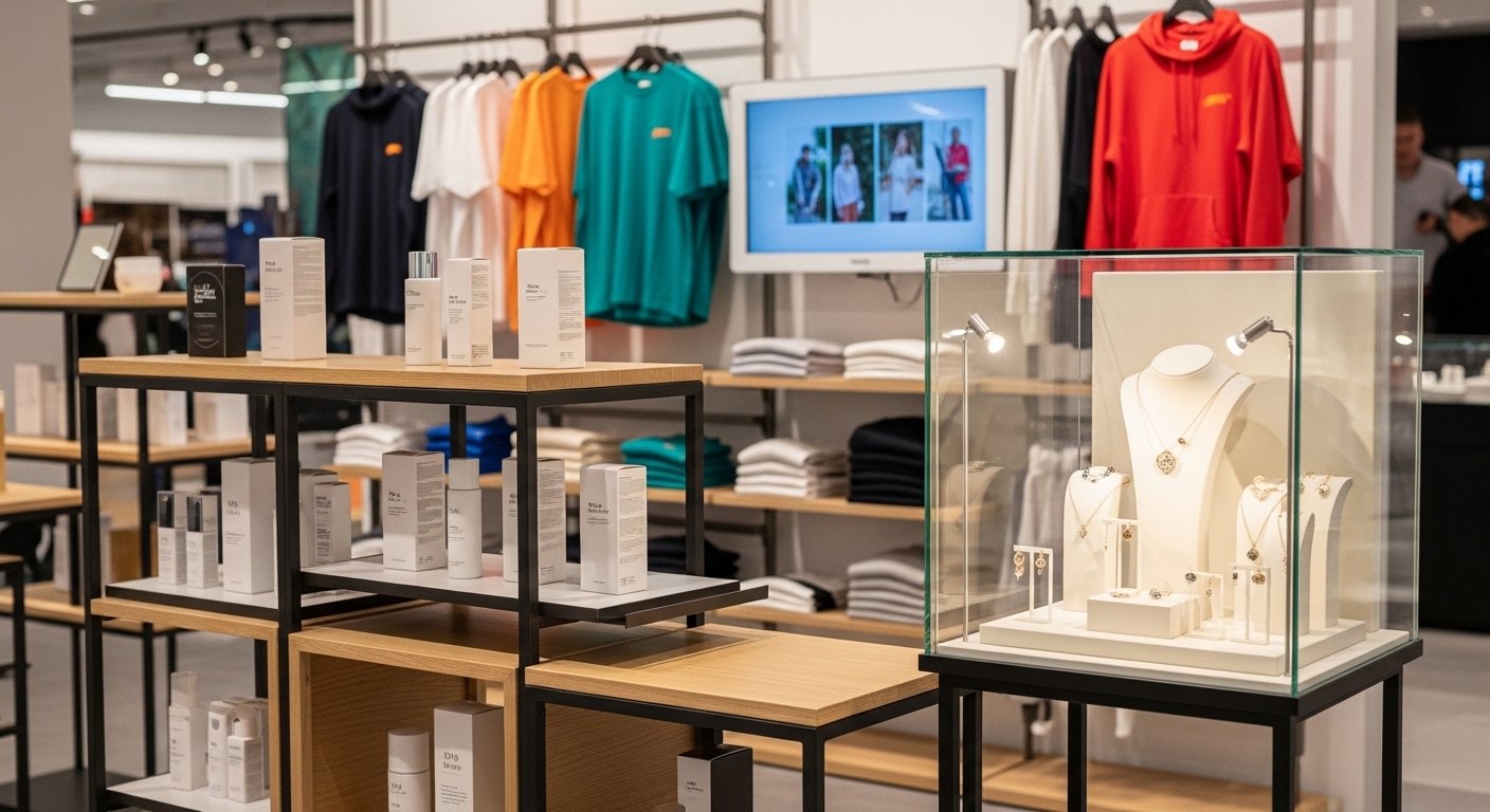 How do custom retail displays help in building brand identity and loyalty?
