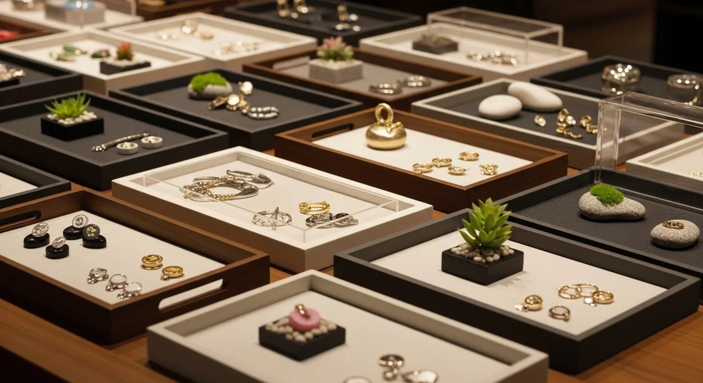 customer looking at counter display