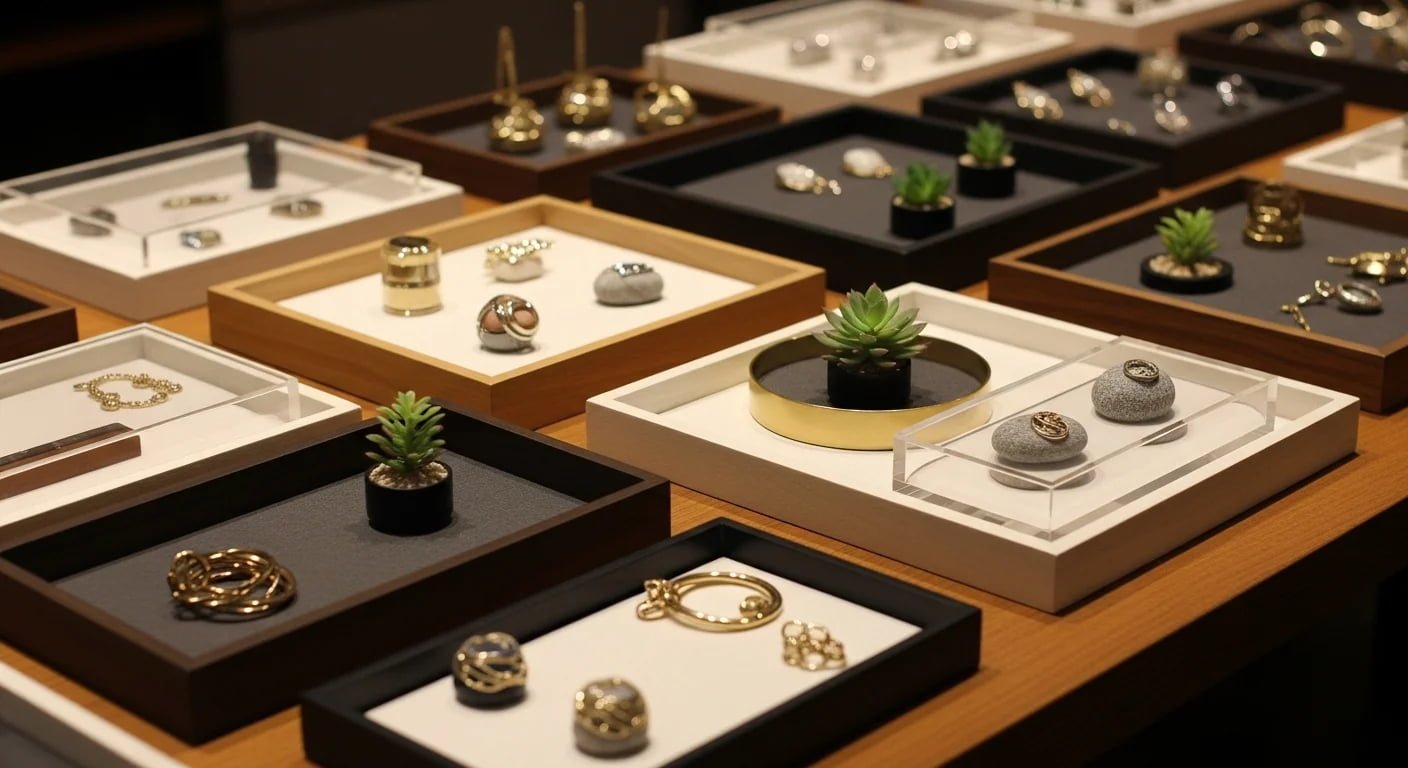 counter display trays in a retail store