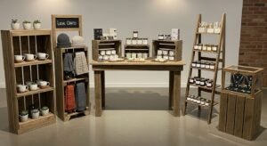 wooden shop display stands